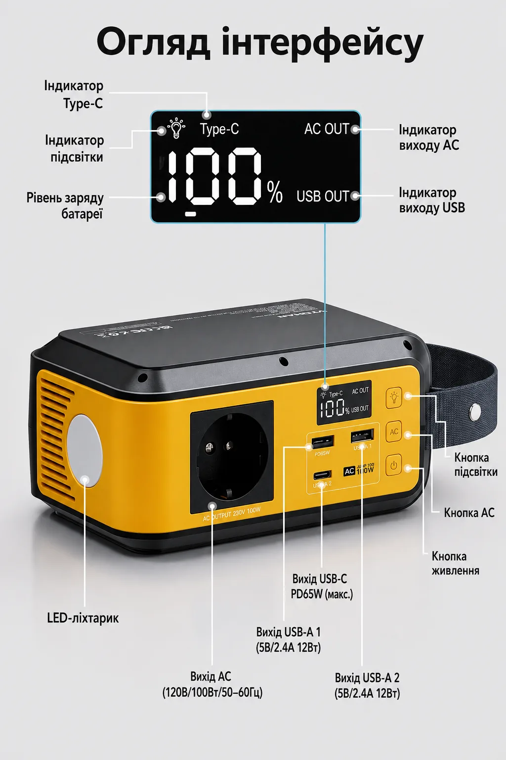 VTOMAN JUMP 100 зарядна станція/Power Bank 88,8 Wh